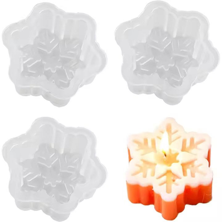 3 moldes de copo de nieve, 3D cera para aromaterapia, fabricación de jabón, velas navideñas, moldes de resina epoxi, molde de silicona para hacer velas, adornos artesanales - 1