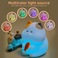 Luz Nocturna De Gato De Silicona Lindo Dimmer Recargable Para Decoración De Habitaciones De Niños Luz Táctil Sin Cable Para Dormitorio Infantil - details 6