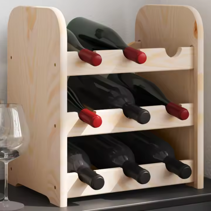 vidaXL Botellero con tablero superior madera maciza pino 33x25x37 cm en Set de 6/8/9 y más - 1