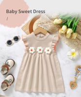 Vestido de Bebé de punto para Niña, enaguas sin Mangas, ropa Infantil con volantes sólidos, Monos Lindos florales, falda para niños - details 0