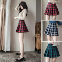 Mini Falda Plisada De Cintura Alta En Cuadros Para Mujer Estilo Harajuku A-line Preppy Slim De Terciopelo Polyester Para Otoño - details 1