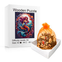 Puzzle De Madera Mermaid Irregular Y Colorido Juego Educativo Para Adultos Descomprimidor Mental En Forma De Animal - details 1