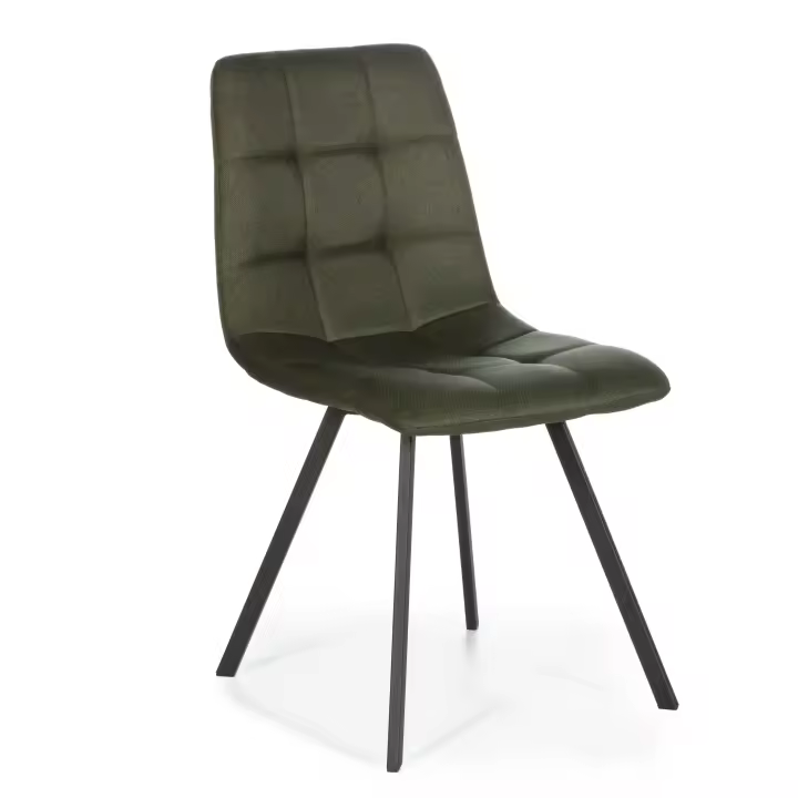 VS Venta-Stock Pack 2 Sillas Mila Verde Tela Mostaza Verde Gris Oscuro o Gris Claro Patas Metálicas Negras - 1