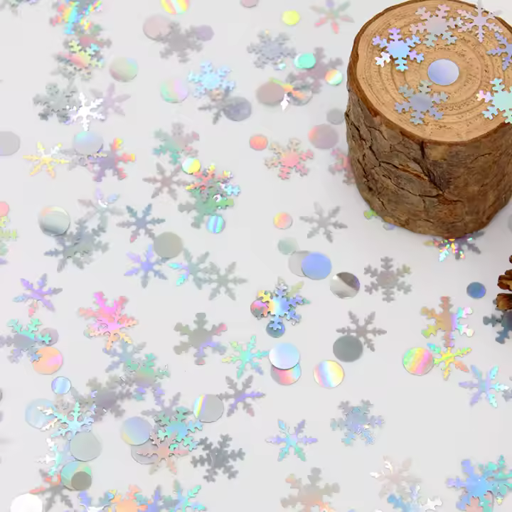 PVC Confeti De Encaje De Nieve Pequeño Y Redondo Para Decoración De Fiestas Navideñas Bodas Y Cumpleaños Tema De Invierno Y Tierra De Los Elfos - 1
