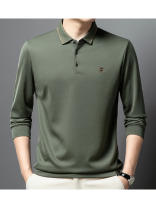 Camisa Polo De Larga Manga Para Hombre Marca De Lujo Algodón De Seda Con Estampado De Letras Casual Negocios Primavera Otoño - details 18