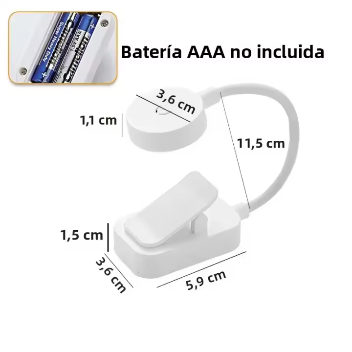 Lámpara De Libro Plegable Mini Con Clip Luz Nocturna LED Recargable USB 3 Modos Protección Ocular Dimmer Continuo Flexible Para Lectura En La Habitación - 1