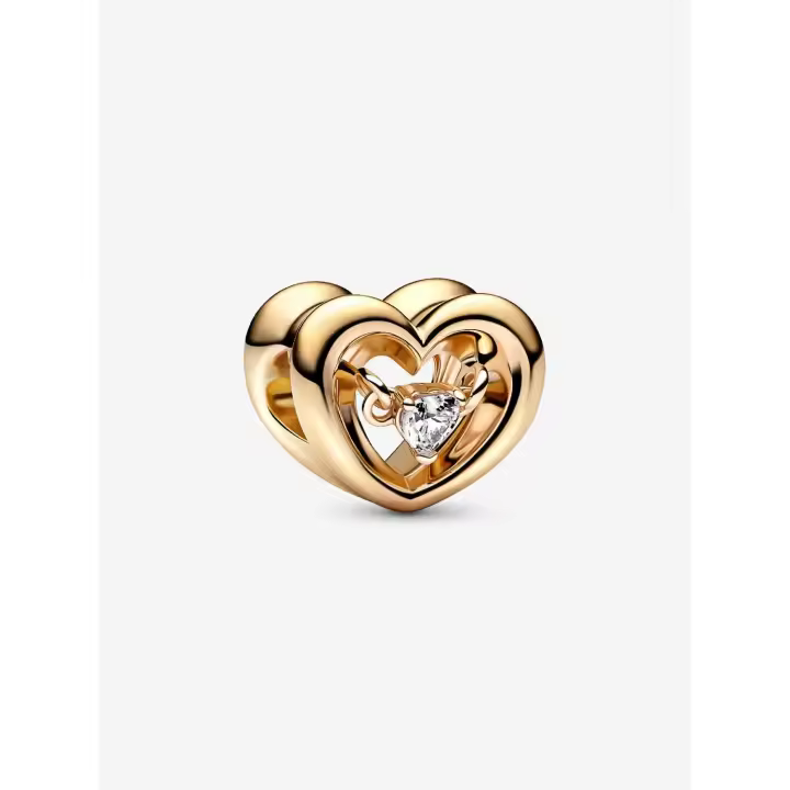 Pandora - Charm de corazón radiante y Piedra-Baño de Oro de 14K - 1