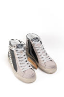 Lyla Wang Zapatillas Altas de Mujer con Glitter Plateado y Cordones Azules - details 7