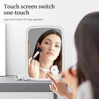Espejo De Maquillaje Portátil LED Tricolor Plegable Recargable Con Luz Giratoria Para Damas Espejo De Belleza Para Dormitorio - details 3