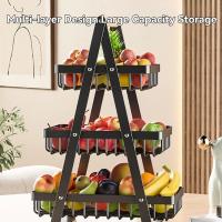 Cesta De Frutas De Tres Niveles Para Encimera Organizador De Cocina Almacenamiento Y Sala De Comedor Material Duradero - details 1