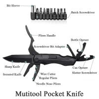 Cuchillo Multifuncional Portátil 10 En 1 Para Camping Y Supervivencia Con Herramientas De Plegable Pliers Destornillador Y Corte De Alambre - details 2