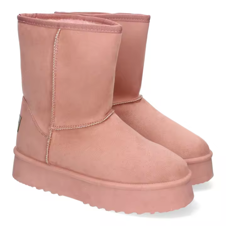 Davinia Shoes Botines para Mujer, Estilo Australianos, Lisos de Plataforma con Interior Forrado en Pelo, Detalles de Costura, Ideales para Invierno. Shoes&Blues.es VR3-596-Rosa - 1