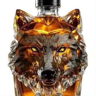 Botella de whisky con cabeza de lobo de 350 ml, divertida escultura artística, decantador de whisky de cristal con forma de animal (2025), ideal para decorar el bar del hogar. - 1