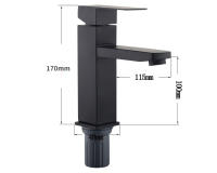 Grifo de Lavabo de Acero Inoxidable Negro Plateado para Baño Mezclador de Agua Caliente y Fría Estilo Contemporáneo con Mango de Latón - details 12