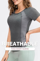 Top De Yoga Para Mujer Transpirable Quick Dry Manga Corta Deporte Fitness Running Camiseta De Gimnasio Ropa Deportiva - details 0