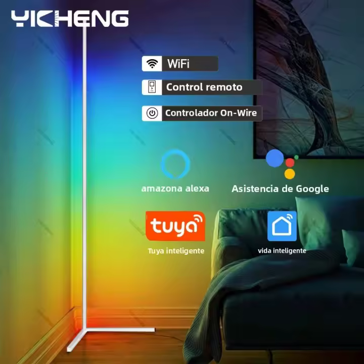 Lámpara De Piso Inteligente Tuya RGB 180cm Blanca Control Remoto APP Luz De Ambiente Moderna Para Festivales Y Decoración LED - 1