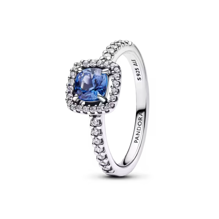 Anillo Halo Azul Cuadrado Brillante - 1