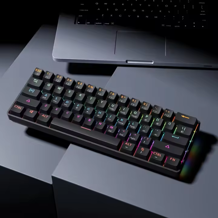 Teclado Mecánico Mini MUCAI MKA610 RGB USB Con Switches Rojos 61 Teclas Cableado Para Computadora Y Portátil Color Negro Puro - 1