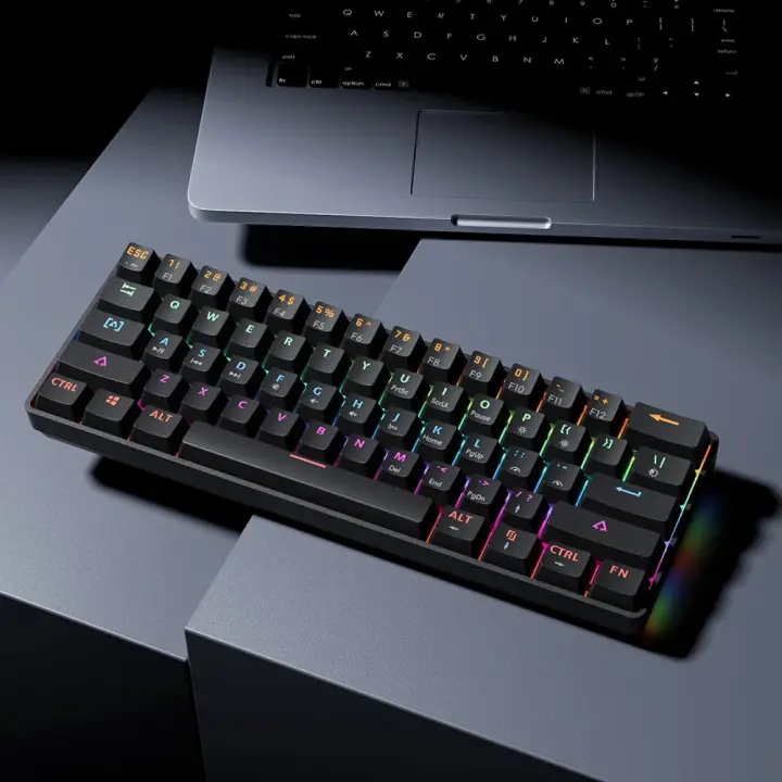 Teclado Mecánico Mini MUCAI MKA610 RGB USB Con Switches Rojos 61 Teclas Cableado Para Computadora Y Portátil Color Negro Puro - 1