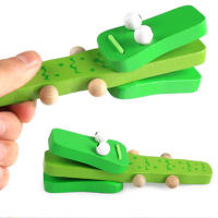 Castañuelas De Madera Para Niños Instrumentos Musicales De Dibujo Animado Juguetes Educativos Manija De Golpe Para Bebés - details 2