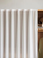 Cortinas De Tela Poliéster Simple Estilo Blanco Con Diseño De Rayas Verticales Pueden Ser Utilizadas Para Cubrir Armarios Antipolvo Para El Hogar - details 5