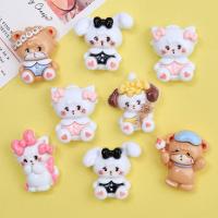 10Pcs Cabochones De Resina Planos Con Serie De Oso Gato Perro Dibujos Animados Para Manualidades Joyería Scrapbooking Decoración - details 0