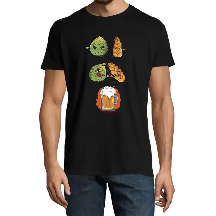 Camiseta divertida - Fusión de la cerveza - Lúpulo y cebada - Unisex algodón premium - 1
