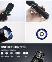 Nueva linterna de luz potente recargable con pantalla digital, láser blanco, LED, iluminación exterior, linterna recargable con zoom multifunción - details 1