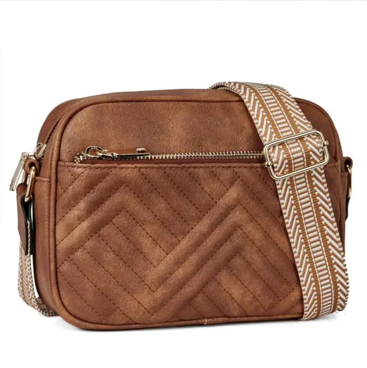 Women's Fashion Crossbody Bag, Casual Simple Single Shoulder Square Bag with Mini Hanging Bag, Quilted Pattern, Faux Faux Leather, Zipper Closure, Polyester Lining, Removable Shoulder Strap, Lightweight, Suitable for Daily Commuting - 1