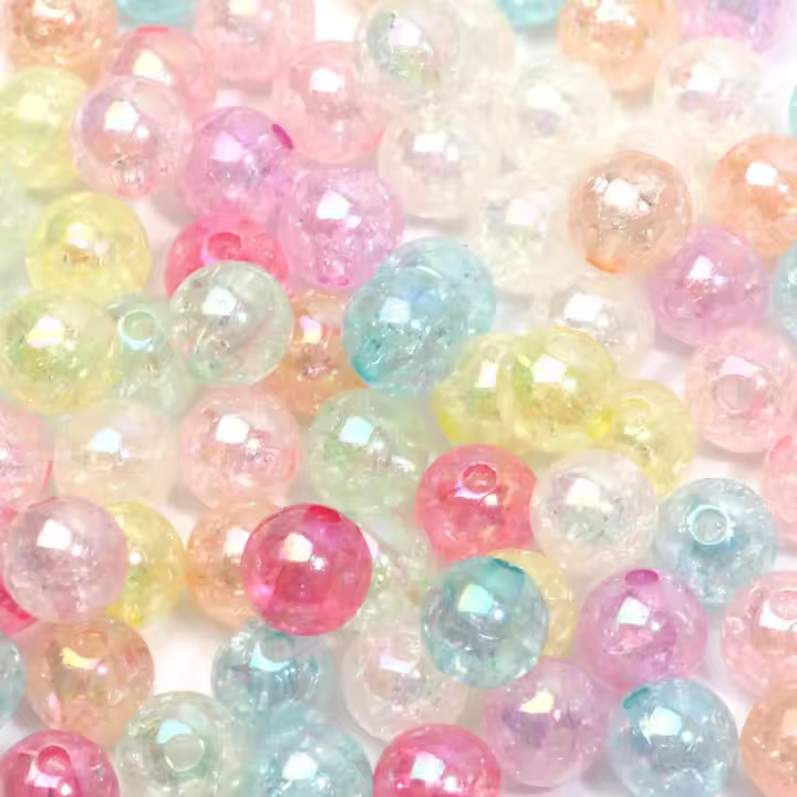 50pcs Cuentas De Acrílico Rotas De 8mm Colores Mixtos Espaciadoras Sueltas Para Fabricación De Joyas Pulseras Collares Accesorios - 1