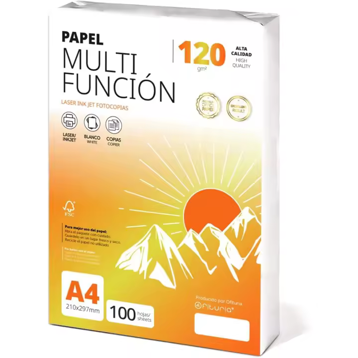 Folios a4 120gr 100 hojas, Papel Multiusos para Impresora, Folios para Impresoras Láser y de Inyección, Fotocopiadora, Para uso Oficina, Material Escolar, Paquete de folios - Ofituria - 1