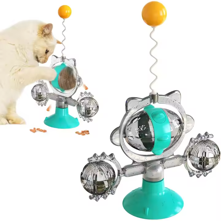 Juguete giratorio con forma de bola con fugas para gatos, divertido palo para gatos, adecuado para gatitos de interior, suministros para mascotas, juguete de persecución para gatos, regalo de cumpleaños - 1