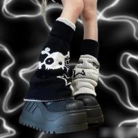 Calentadores De Pierna Para Mujer Estilo Gótico Con Estampado De Calavera Y Estrella Talla Única Poliéster Invierno Accesorio Para Botas Lolita Y2K Doble Cara Wearable - details 7