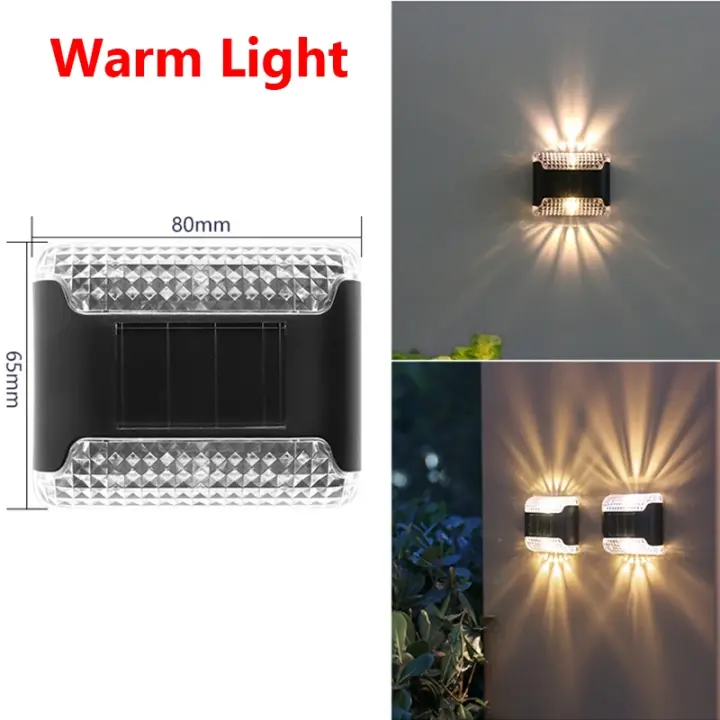 Lámpara LED Solar de Pared para Exteriores - Foco de Cuatro Lados - Impermeable - Luminoso - Arriba y Abajo - Luz Solar - Decoración de Valla de Jardín y Patio - 1