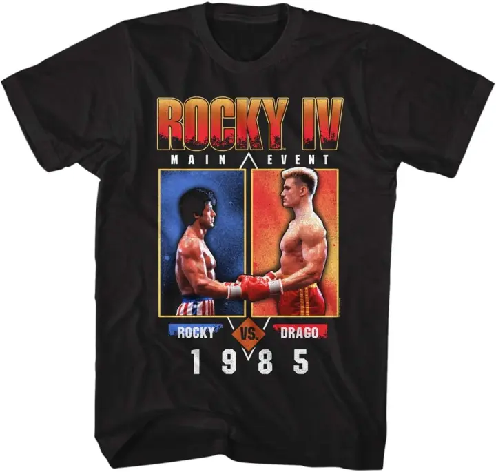 Rocky IV película principal evento, Rocky VS. Drago-Camiseta de manga corta para adultos, póster 1985, camiseta gráfica - 1