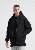 Chaqueta Harajuku Para Hombres Con Capucha Y Cierre De Cremallera Sudadera De Manga Larga Oversize Negro Estilo Retro - details 3