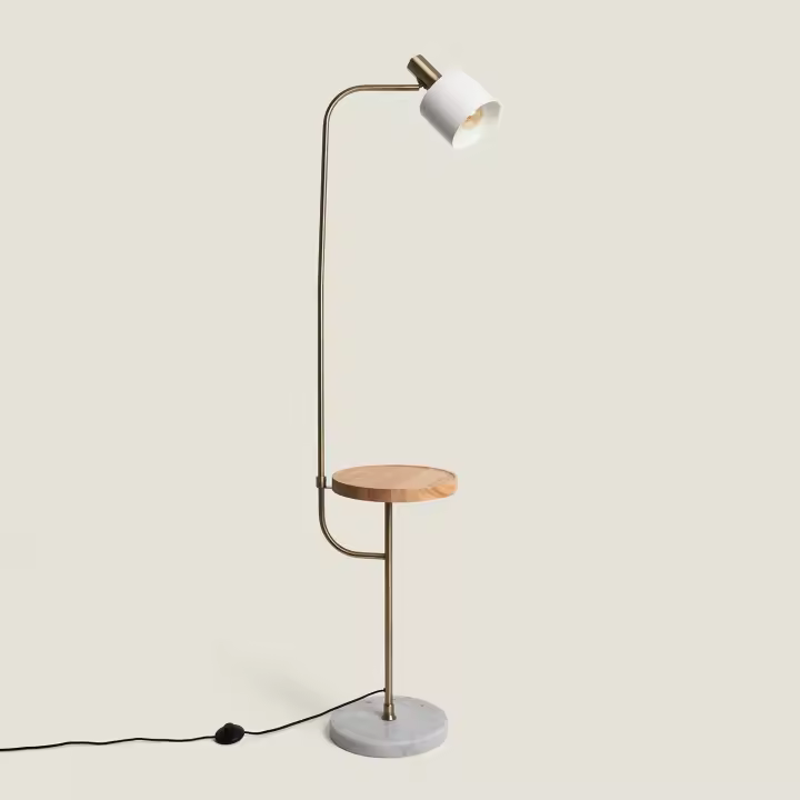 LEDKIA LIGHTING - Lámpara de Pie Dafne | Metal y Mármol | Diseño Contemporáneo | Para Salón, Dormitorio | Altura 161 cm, Blanco, Mármol - 1