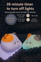 Lámpara Nocturna De Gato Glotón Recargable En Silicona Luz Táctil De Animal Decoración De Escritorio Y Cama Forma De Gato Y Peces - details 3