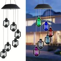 Lámpara De Vela Solar Para Jardín Y Porches Vintage Impermeable Con Campanas De Viento Iluminadas Decoración De Exterior - details 3