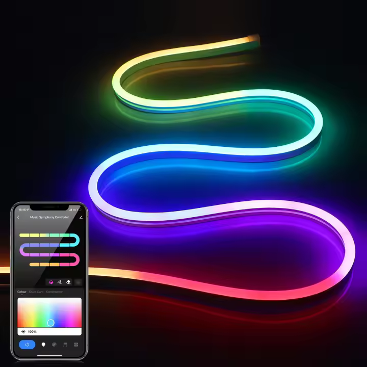 Tira De Luces LED Neón TUYA RGBIC Impermeable WS2811 Con Efecto De Persecución Y Control WiFi Para Iluminación De Habitaciones - 1