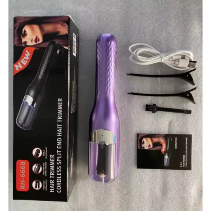 Blue Ray del Cabello-Interceptor Automático para un Corte Seguro y Preciso, Recortadora Eléctrica de Puntas Abiertas with Barería Recargable Type C, Diseño Portátil y Cuidado, peine de Doble Cara para un Cabello Perfecto (Unico Negro color) - 1