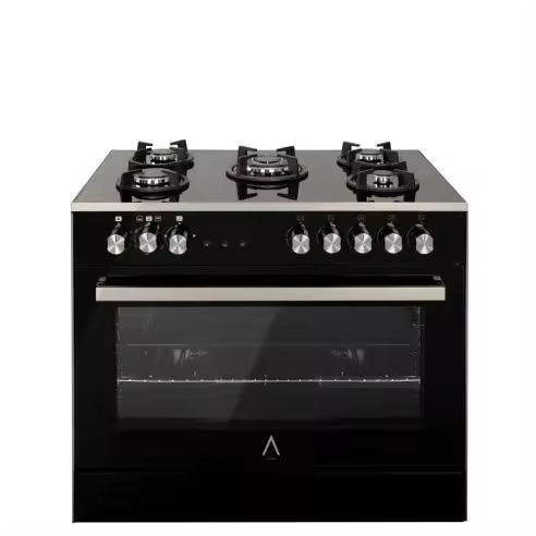 ALPHA Cocina de Gas VULCANO ELITE PRO-90 Cristal Negro. Encendido automático y temporizador en horno. **Alta Gama** - 1