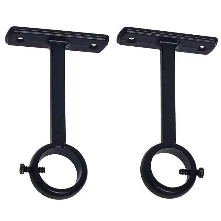 Soporte de Cortina Montado en Techo de Aleación de Aluminio Moderno Resistente Tipo de Montaje en Pared Para Barra de Cortina de 1 Pulgada Juego de 2 Pintado Negro - 1