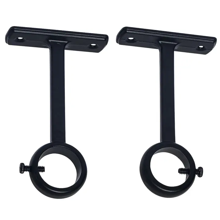Soporte de Cortina Montado en Techo de Aleación de Aluminio Moderno Resistente Tipo de Montaje en Pared Para Barra de Cortina de 1 Pulgada Juego de 2 Pintado Negro - 1