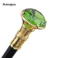 Bastón De Moda Verde Diamante Dorado 93cm Elegante Decorativo Para Cosplay Manija De Cabeza De Diamante Tipo Gentleman - details 4