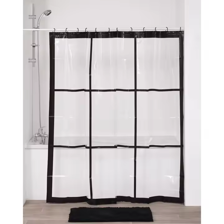 Baños Boutique  Cortina de Ducha Antimoho 180 X 200 cm, 3D Cubo de Agua Semitransparente Espesas EVA Lavable Cortinas de Baño con 12 Ganchos, Impermeable Antibacteriano Secado Rápido, para Bañera - 1