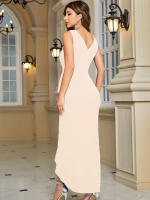 Vestido Elegante De Noche Para Mujer Bodycon Con Volantes Y Abertura Mermaid Vestido Largo Para Cóctel Y Boda Traje De Baño Sexy Y Club - details 9