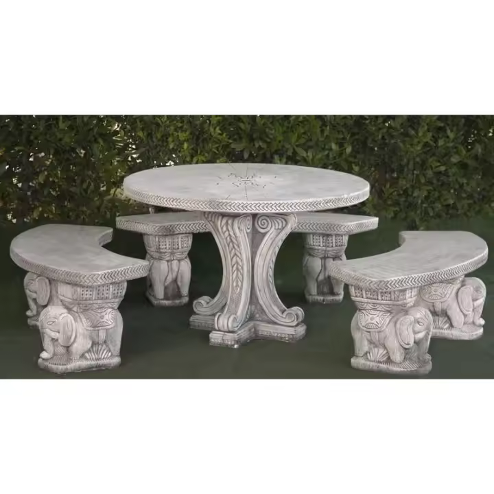 Catral Comedor Elefantes Color Ceniza Mesa y 3 Bancos Piedra Artificial - 1