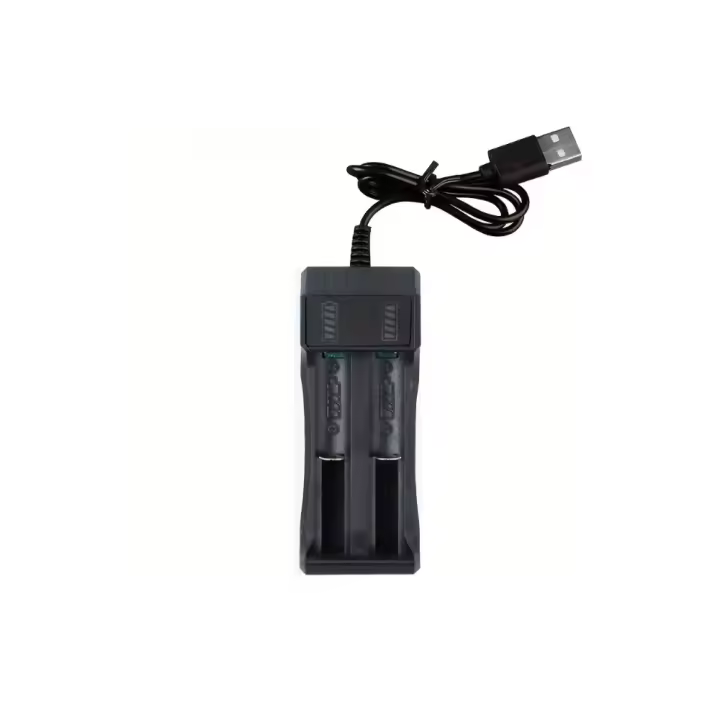 Cargador de batería pila 18650 ⋆ 2 ranuras ⋆ Cargador de litio recargable 4.2V ⋆ Para linterna y láser ⚡🔋 - 1