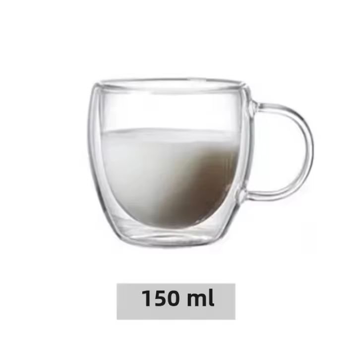 Taza De Café Expreso Doble Aislamiento En Vidrio Transparente Tamaño Variado Para Cerveza Té Leche Whiskey Bebida Ecológica Hecha a Mano - 1